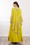 Shop Anamika Khanna Yellow Embroidered Cape And Lehenga Set at Aza Fashions Shop_Anamika Khanna_Yellow Embroidered Cape And Lehenga Set_at_Aza_Fashions