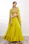 Anamika Khanna Yellow Embroidered Cape And Lehenga Set Online at Aza Fashions Anamika Khanna_Yellow Embroidered Cape And Lehenga Set_Online_at_Aza_Fashions