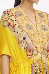 Anamika Khanna_Yellow Kaftan Kurta And Draped Skirt Set_at_Aza_Fashions