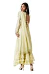 Shop_Amaare_Yellow Organza Embroidery V Neck Embellished Kurta Set  _at_Aza_Fashions