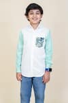 Buy_LITTLE BOYS CLOSET_White Cotton Printed Shirt _at_Aza_Fashions