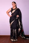 Buy_Masaba_Black Banarasi Printed Saree_at_Aza_Fashions