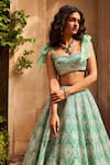 Buy_Seema Gujral_Green Net Sweetheart Neck Sequin Embellished Lehenga Set  _Online_at_Aza_Fashions