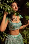 Shop_Seema Gujral_Green Net Sweetheart Neck Sequin Embellished Lehenga Set  _Online_at_Aza_Fashions