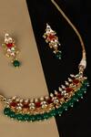 Buy_Namasya_Gold Plated Stones, Beads Drop Pendant Choker Set _Online_at_Aza_Fashions