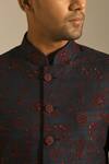 Buy_Dhruv Vaish_Black Silk Embroidered Sherwani Set_Online_at_Aza_Fashions