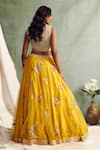 Shop_Priyanka Jain_Yellow Organza V Neck Cape And Lehenga Set _at_Aza_Fashions