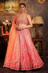 Buy_Laxmishriali_Coral Lehenga And Blouse - Dupion Print & Embroidery The Imperial Set For Women_at_Aza_Fashions