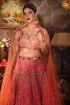 Laxmishriali_Coral Lehenga And Blouse - Dupion Print & Embroidery The Imperial Set For Women_Online_at_Aza_Fashions