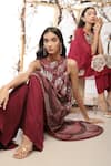 Buy_Nayantara Couture_Maroon Tunic Satin Organza Palazzo Helen And Set  _Online_at_Aza_Fashions