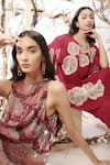 Shop_Nayantara Couture_Maroon Tunic Satin Organza Palazzo Helen And Set  _Online_at_Aza_Fashions