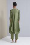 Shop_Scarlet Sage_Green Polyester Zola Chevron Pleated Tunic And Pant Set_at_Aza_Fashions