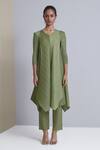 Buy_Scarlet Sage_Green Polyester Zola Chevron Pleated Tunic And Pant Set_Online_at_Aza_Fashions