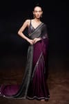 Buy_Sawan Gandhi_Grey Satin Embellished Sequin Saree With Blouse  _at_Aza_Fashions