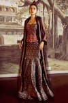 Buy_Tarun Tahiliani_Multi Color Lehenga And Blouse-silk Dupion Printed Silk & Tulle Cape Set _at_Aza_Fashions