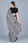 Shop_Gulabo by Abu Sandeep_Black Cotton Cambric And Embellishment Geometric Striped Saree_at_Aza_Fashions