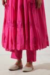 Shop_Label Earthen_Pink Cotton Mul Embroidered Angarkha Kurta And Pant Set_Online_at_Aza_Fashions
