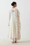 Shop_Label Earthen_White Cotton Mul Floral Round Gunja Angrakha And Palazzo Set _at_Aza_Fashions
