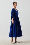 Buy_Label Earthen_Blue Cotton Mul Embroidered Yoke Dress_Online_at_Aza_Fashions