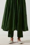 Buy_Label Earthen_Green Cotton Mul Gathered Kurta And Pant Set_Online_at_Aza_Fashions