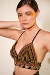 Nikita Mhaisalkar_Brown Tulle Sequins Baroque Embellished Bralette _Online_at_Aza_Fashions