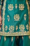 Buy_Shyam Narayan Prasad_Green Chanderi Silk Embroidery Gota Leaf Neck Kurta Set _Online_at_Aza_Fashions