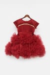 Fayon Kids_Maroon Net 3d Flower Detail Dress _Online_at_Aza_Fashions