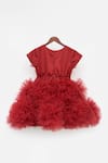 Buy_Fayon Kids_Maroon Net 3d Flower Detail Dress _Online_at_Aza_Fashions