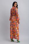 Shop_Nautanky_Orange 100% Cotton Printed Floral Sweetheart Neck Skirt Set _at_Aza_Fashions