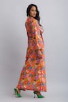 Nautanky_Orange 100% Cotton Printed Floral Sweetheart Neck Skirt Set _Online_at_Aza_Fashions