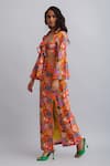 Shop_Nautanky_Orange 100% Cotton Printed Floral Sweetheart Neck Skirt Set  _Online_at_Aza_Fashions