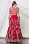 Shop_JAYANTI REDDY_Red Embroidered Floral Leaf Neck Lehenga Set  _at_Aza_Fashions