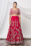 Buy_JAYANTI REDDY_Red Embroidered Floral Leaf Neck Lehenga Set  _Online_at_Aza_Fashions