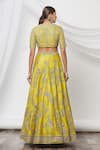 Shop_JAYANTI REDDY_Yellow Embroidered Floral Leaf Neck Lehenga Set  _at_Aza_Fashions