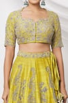 Shop_JAYANTI REDDY_Yellow Embroidered Floral Leaf Neck Lehenga Set  _Online_at_Aza_Fashions