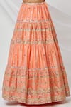 Tamanna Punjabi Kapoor_Peach Scoop Neck Embroidered Tiered Lehenga Set _at_Aza_Fashions