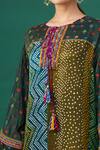 Shop_Sunira Designs_Multi Color Printed And Embroidered Bandhani Panelled Front Tie-up Kurta  _Online_at_Aza_Fashions