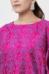 Shop_Rachana Ved_Pink Printed U Neck Asymmetric Kurta And Pant Set _Online_at_Aza_Fashions