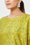 Shop_Rachana Ved_Green Printed U Neck Kurta And Pant Set  _Online_at_Aza_Fashions