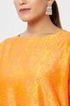 Shop_Rachana Ved_Orange Printed U Neck Asymmetric Kurta And Pant Set  _Online_at_Aza_Fashions