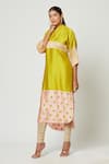 Buy_Rachana Ved_Green Printed Polka Dots Notched Tunic  _at_Aza_Fashions