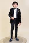 Buy_LITTLE BOYS CLOSET_Black Cotton Embroidered Tuxedo And Pant Set _at_Aza_Fashions