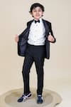 Shop_LITTLE BOYS CLOSET_Black Cotton Embroidered Tuxedo And Pant Set _at_Aza_Fashions