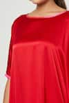 Rachana Ved_Red Solid U Neck Cowl Ombre Dress  _at_Aza_Fashions