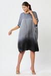 Buy_Rachana Ved_Grey Solid U Neck Cowl Ombre Dress  _at_Aza_Fashions