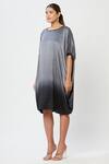 Buy_Rachana Ved_Grey Solid U Neck Cowl Ombre Dress  _Online_at_Aza_Fashions