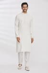 Buy_Aham-Vayam_White Cotton Woven Thread Kurta And Pant Set _Online_at_Aza_Fashions