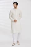 Buy_Aham-Vayam_White Cotton Embroidery Sequin And Thread Kurta & Pant Set _at_Aza_Fashions