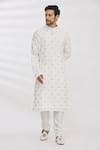 Buy_Aham-Vayam_White Cotton Embroidery Sequin And Thread Kurta & Pant Set _at_Aza_Fashions