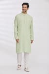 Buy_Aham-Vayam_Green Cotton Embroidery Sequin And Thread Kurta & Pant Set For Kids_Online_at_Aza_Fashions